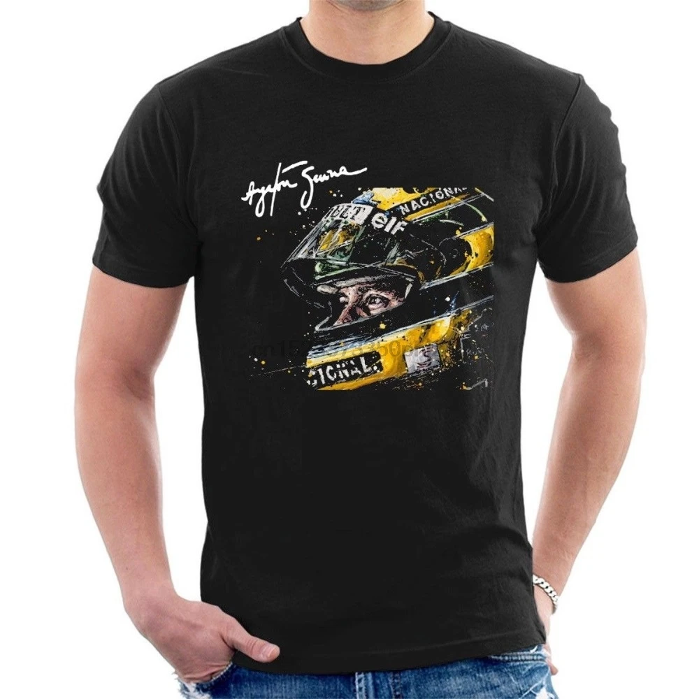 

2019 Newest Fashion AYRTON SENNA TRIBUTE T-SHIRT Helmet Tee Men High Quality Tees Men Short Sleeve T Shirt Cotton