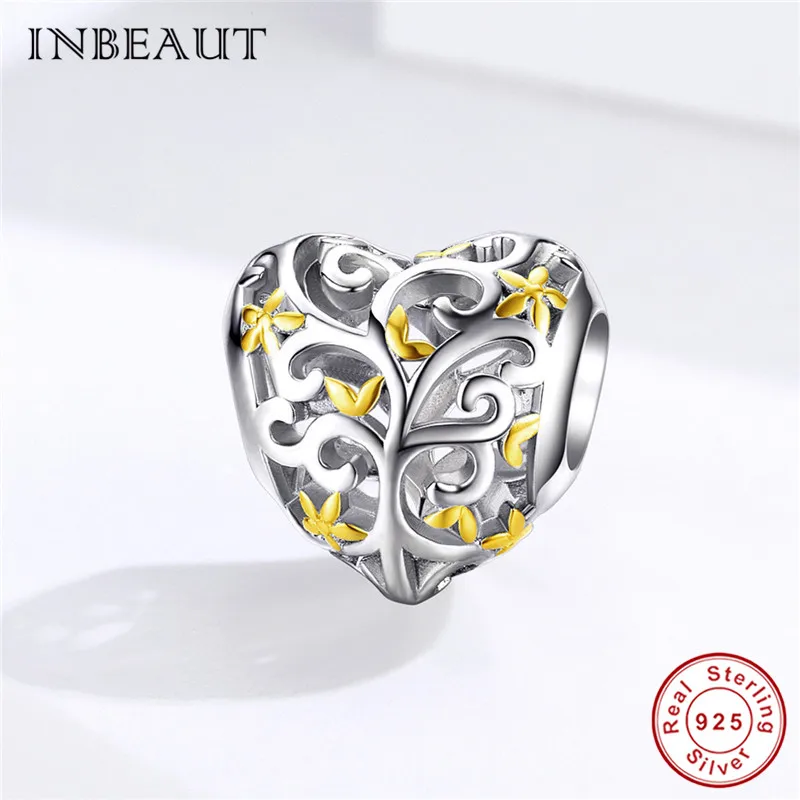 INBEAUT 100% Стерлинговое Серебро 925 пробы оригинальные бусины в форме сердца подходит