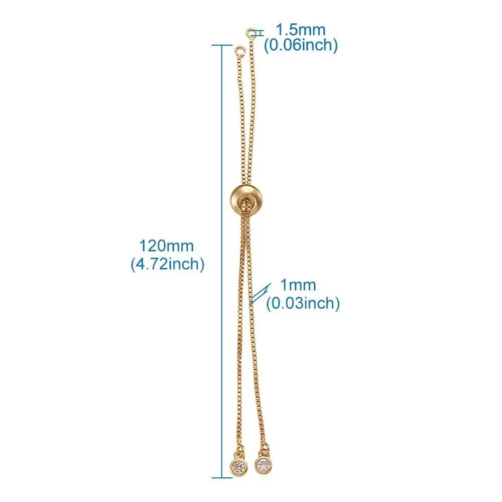 20pcs Rack Plating Environmental Brass Chain Bracelet Makings with Rhinestone Long-Lasting Plated Slider DIY Bracelets Making