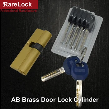 

Brass Door Handle Lock Cylinder 7 Keys for Bedroom Bathroom Interior Front Door Home Security Hardware DIY Rarelock MS437