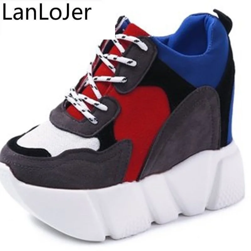 New Arrival 2018 Spring Autumn Fashion Casual Shoes Women High Platform 11cm thick Bottom Female Trainers | Обувь