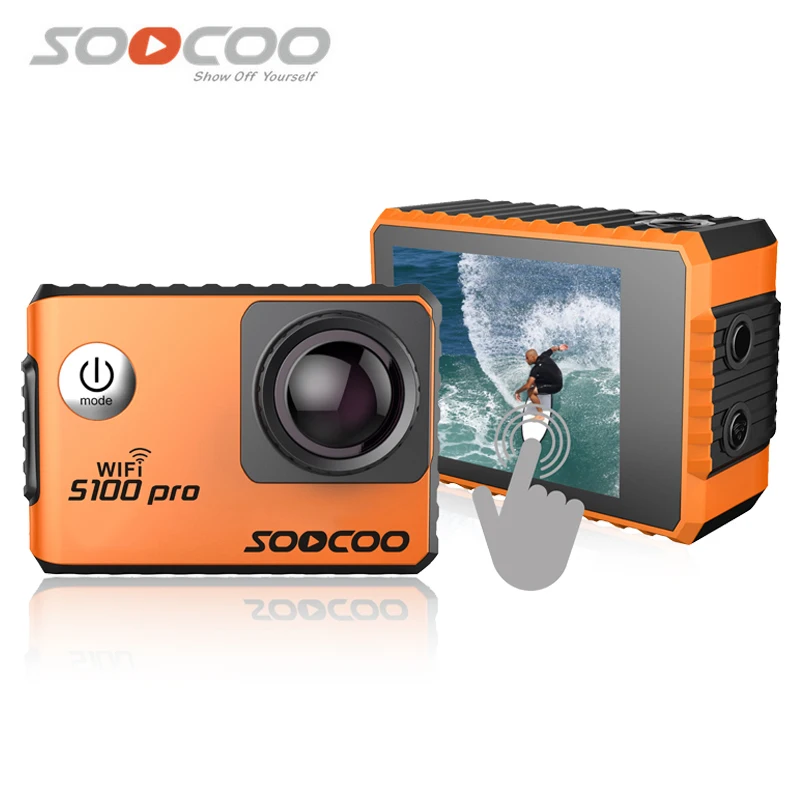 SOOCOO S100Pro WiFi 4K Голосовое управление Full HD 1080P Водонепроницаемая мини видеокамера для дайвинга с сенсорным экраном Спортивная DV опционально gps