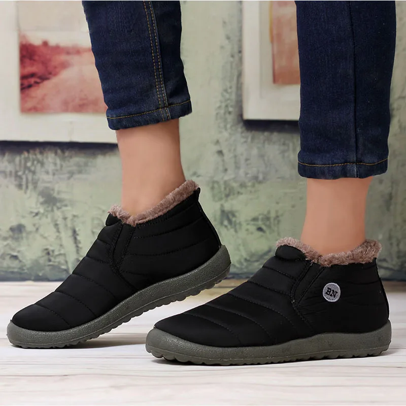 

MCCKLE Women Winter Snow Boots Plus Size Casual Waterproof Female Ankle Boots Sewing Platform Shoes Ladies Footwear Short Botas