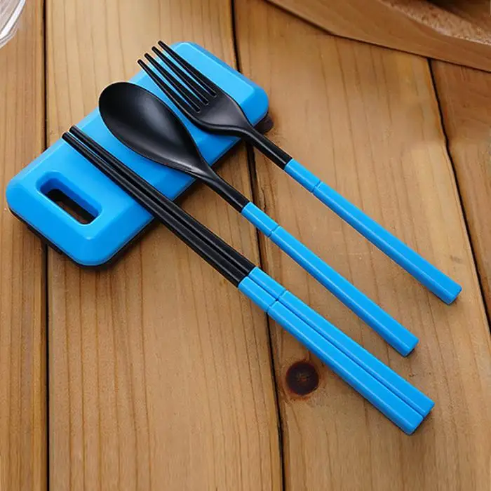 Foldable Pocket Tableware Set Cutlery Fork Chopsticks Kid Bento Lunch Box Outdoor Camping Picnic Dinnerware acampamento походный набор