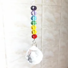 Chakra Spectra 1 Suncatcher 1 Suncatcher szkło kryształowe wahadło lampa pryzmaty części Feng Shui zawieszki 26 cm/29 cm(China)