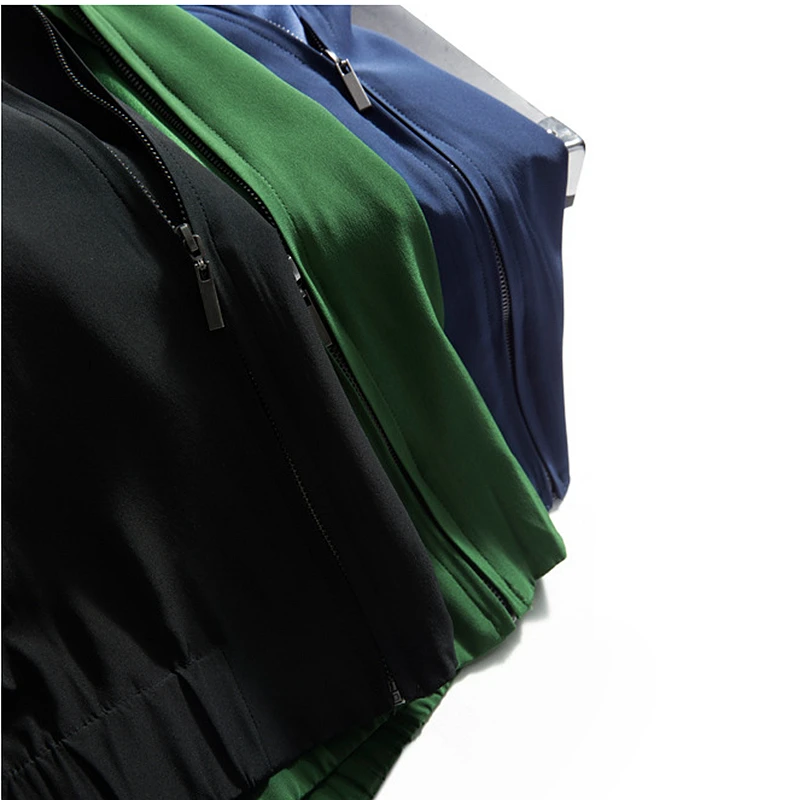 Шелковая куртка женская высококачественная ткань простой дизайн с длинными рукавами карманы 3 цвета Повседневная куртка-бомбер Новая мода
