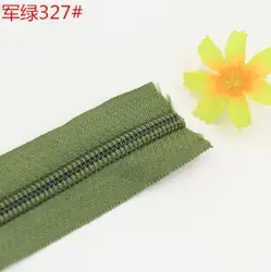 Durable Nylon Coil Zippers with Silver Sliders - 20 meter (Army green 327)