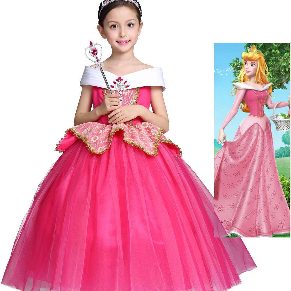 

Fancy Halloween Costume Kids Aurora Role-Play Party Gown Sleeping Beauty Princess Dress For Girl Kids Children Clothing