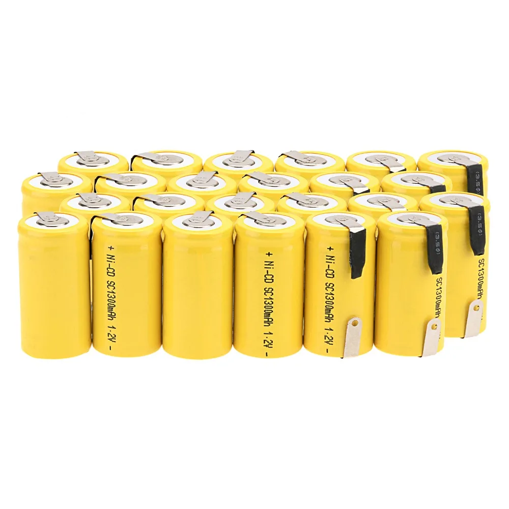 Горячая в России! 18 шт. Sub C SC 1,2 V 1300 mAh Ni-Cd nicd, перезаряжаемый аккумулятор 4,25*2,2 см