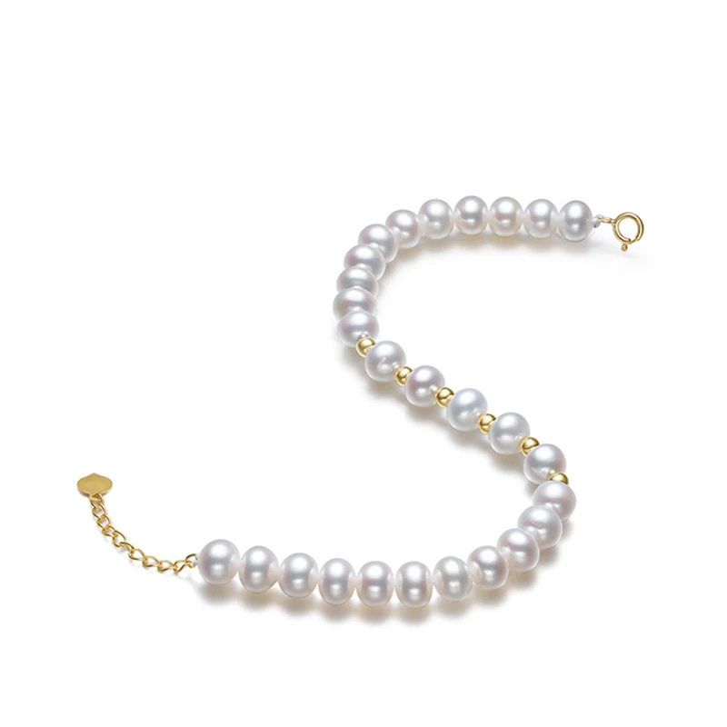18k gold beads and pearls strands bracelets (6)
