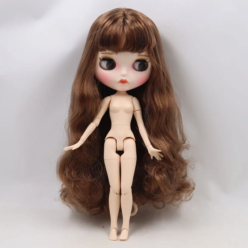 Кукла Blyth 1/6 bjd белая кожа тела милые дикие коричневые длинные вьющиеся волосы Новые матовые лицо с бровями блеск для губ ледяной sd игрушка