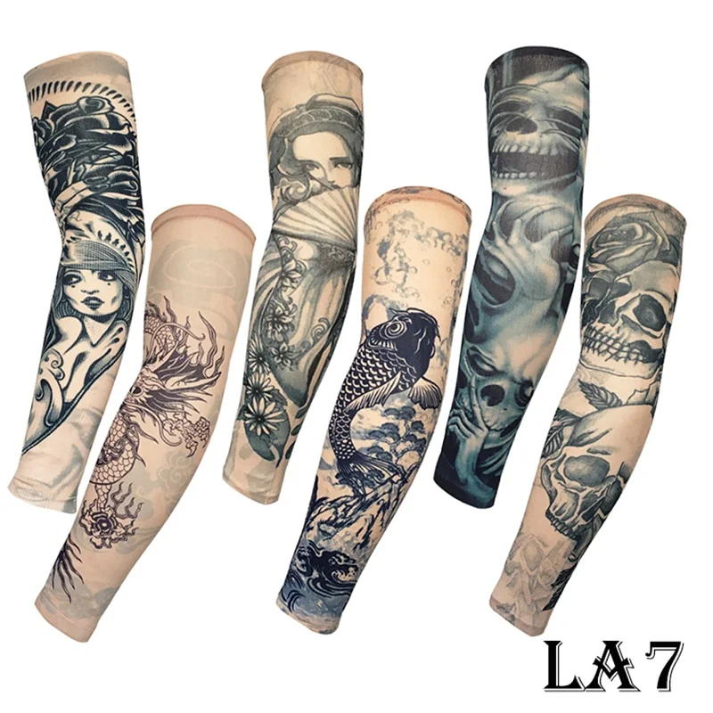 

6pcs Quick-Dry Cycling Sports Tattoo Arm Sleeves Unisex UV Protection Outdoor Sun Protection Fake Tattoo Breathable Arm Sleeve