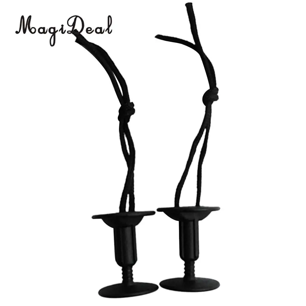 MagiDeal Hot Sale 2Pcs Black Surfboard Leash Plug With Cord 50mm for Outdoor Kayak Canoe Surfing Fishing Water Sports