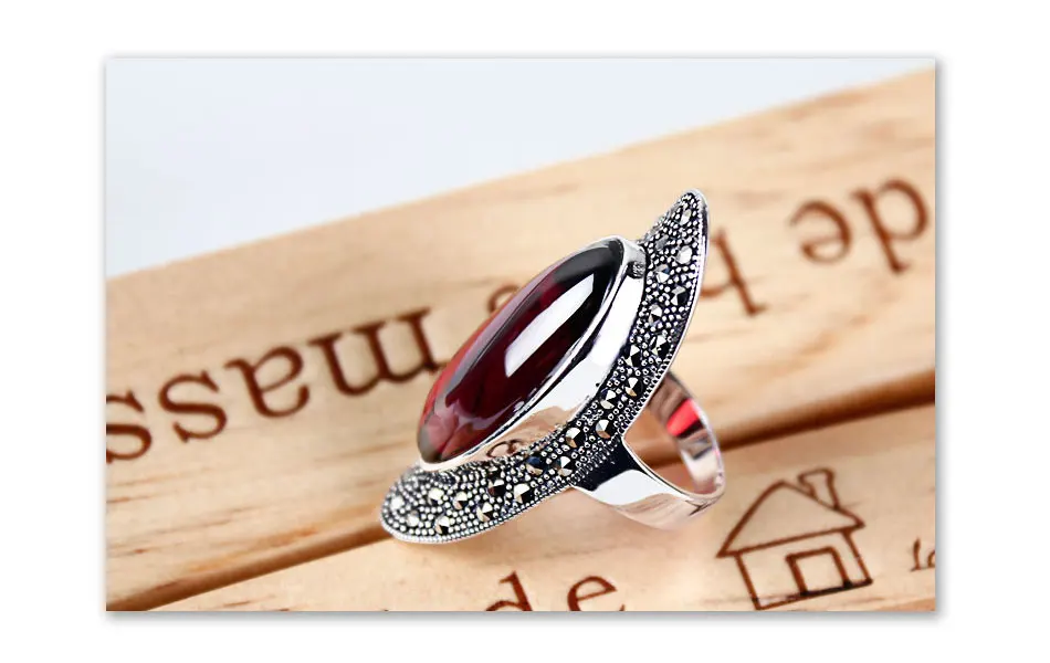 JIASHUNTAI винтажные 925 пробы серебряные кольца для женщин ретро большие свадебные кольца тайские серебряные ювелирные изделия женские 4 цвета