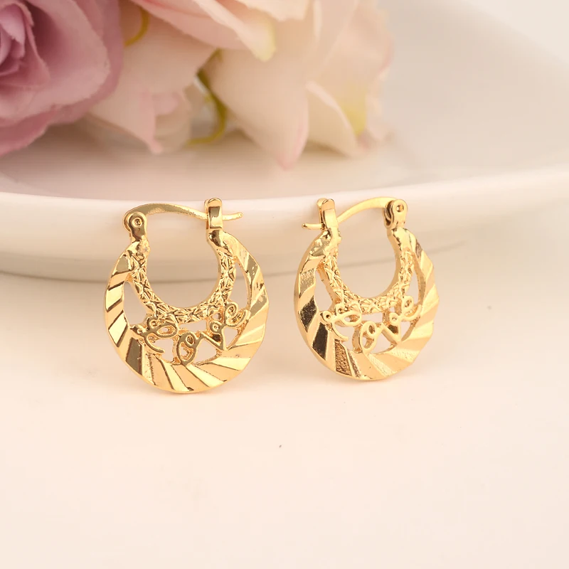 

2pairs gold Hoop Earring for women Girls Dubai Gold Jewellery Turkish Egyptian Algeria Indian Moroccan Saudi bridal Arab gifts