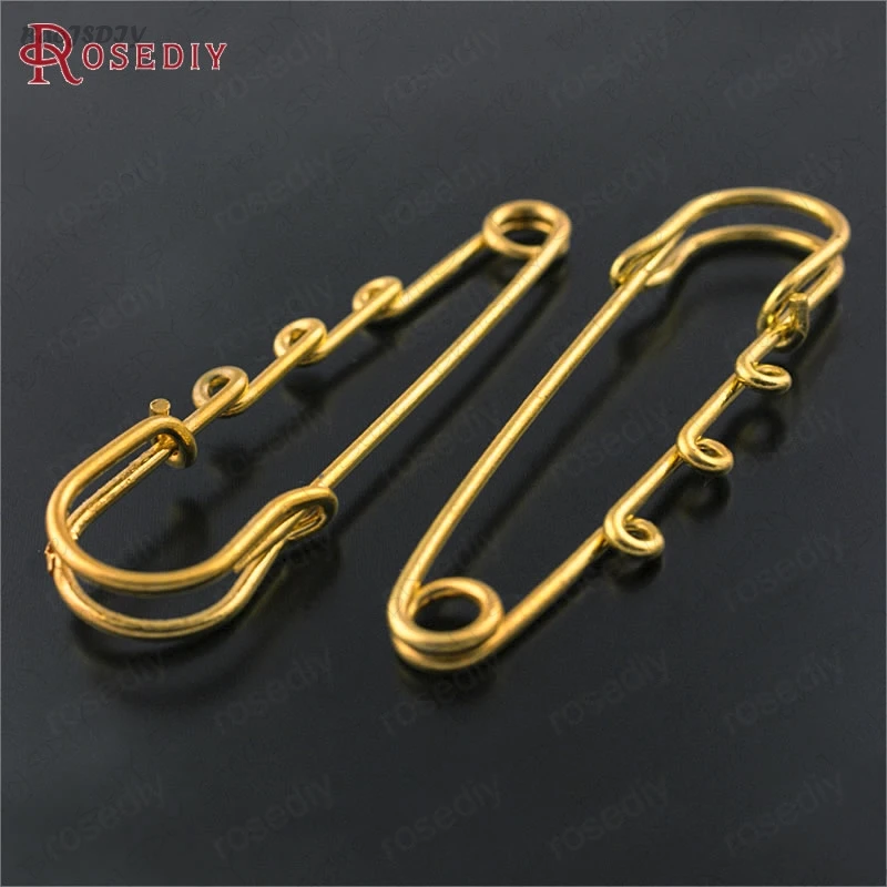 

(JM7791)Wholesale 64*16MM Thickness 1.5mm Gold color 3 hanging holes Iron Brooch Pins Diy Jewelry Findings 10 pieces
