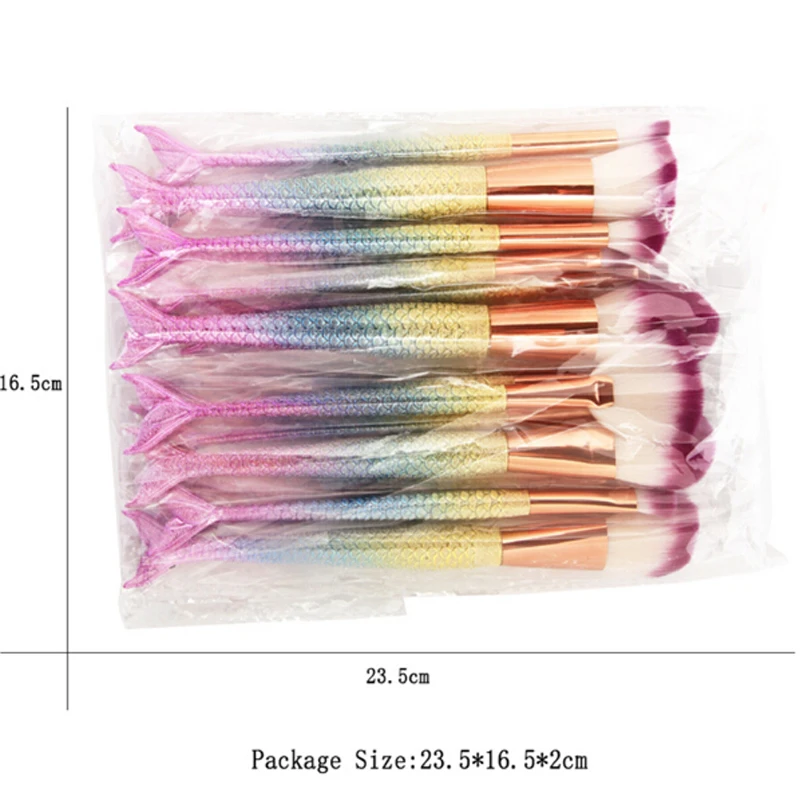 Профессиональные разноцветные кисти для макияжа в виде русалки с радугой, 15 шт., наборы кистей для макияжа в виде единорога, инструмент для нанесения основы