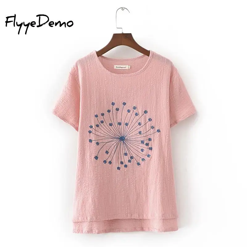 

2019 Summer Harajuku Short Sleeve Casual Sunscreen T Shirt Women Sparse Cotton Linen Loose Style Blusa Plus Size Tops Loose Coat