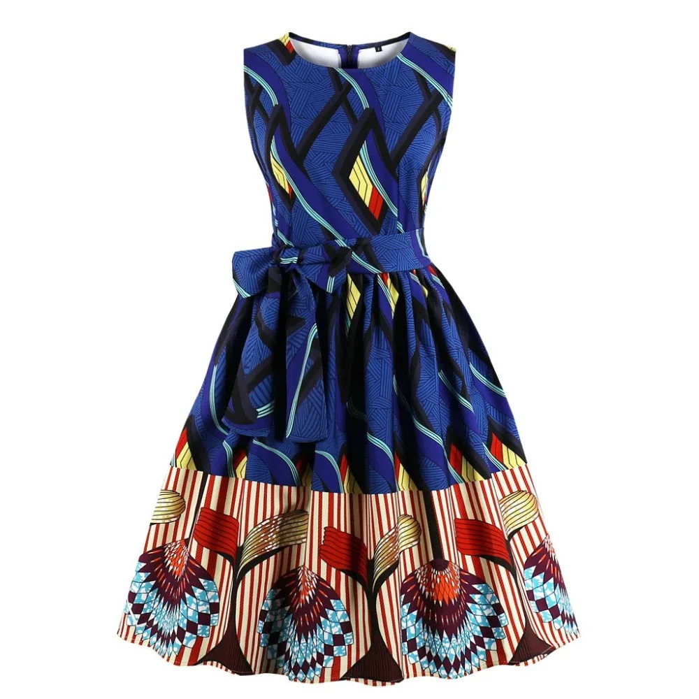 

Women African Dresses Elegant Dashiki Indian Ethnic Dress Plus Size Sash Tie Vintage Bohemian Boho Dress