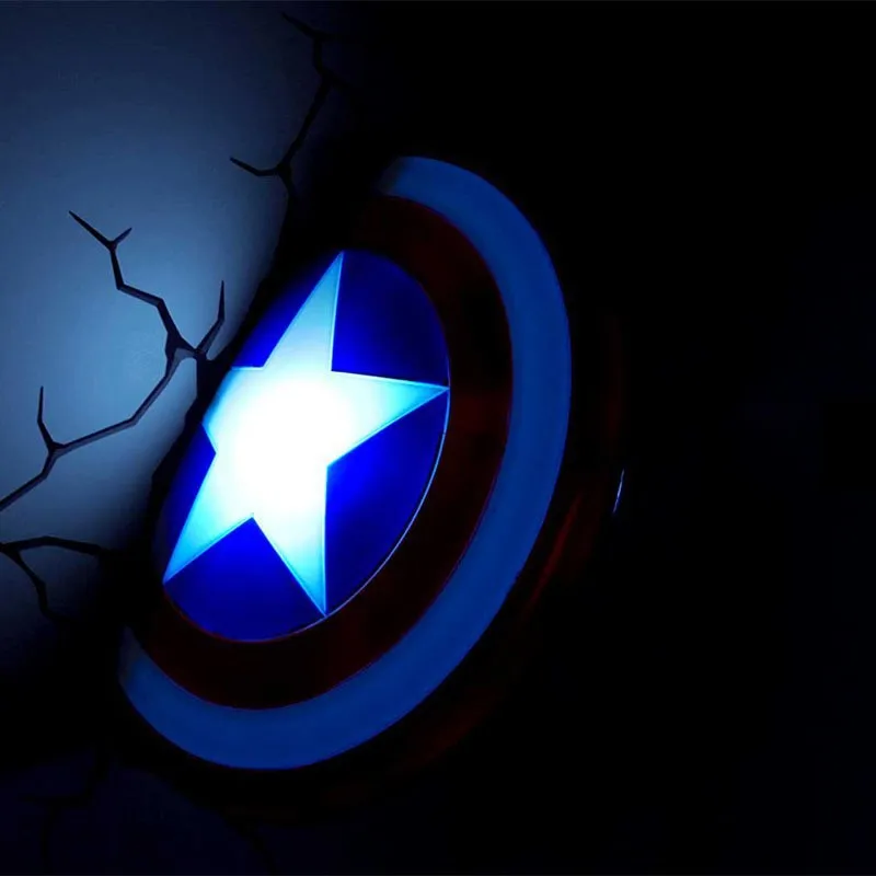 Marvel Супер герои, Мстители, Капитан Америка щит настенные светильники, дом и бар деко светильник, персонализированная игрушка светильник ing, светодиодный светильник