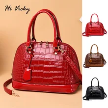 2019 Famous brand design handbag women fashion Red tote bag high quality Patent leather shoulder handbag ladies office Shell bag fashion causal genuine leather handbag women tote high quality cowhide shoulder bags famous design brand ladies crossbody bag