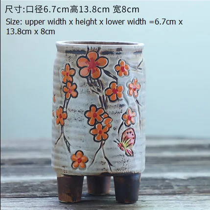 Суккулентный цветочный горшок дышащий ручная роспись простой керамический с ногами цветочные горшки домашний сад офис украшение кашпо горшки ZM10 - Цвет: r3