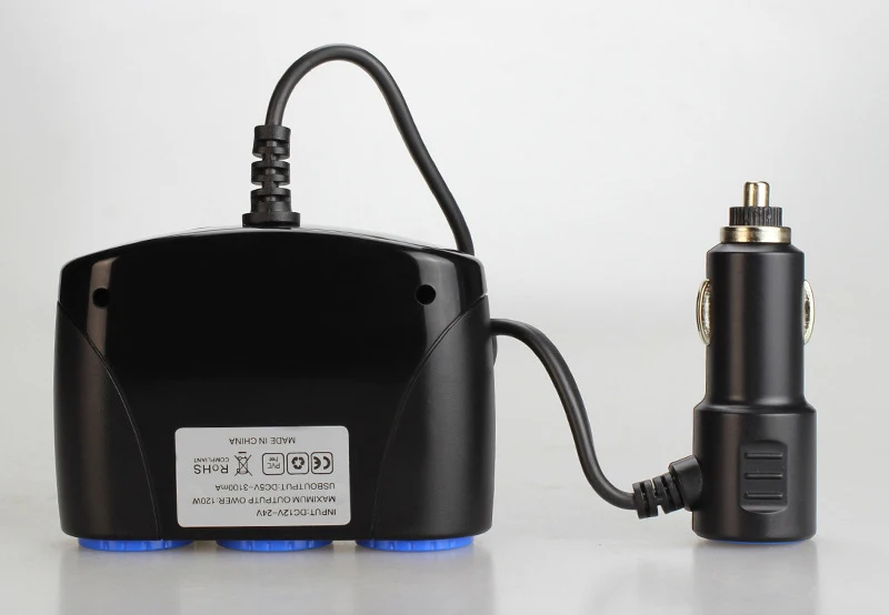 3 Sockets Cigarette Lighter With 3 USB ports9