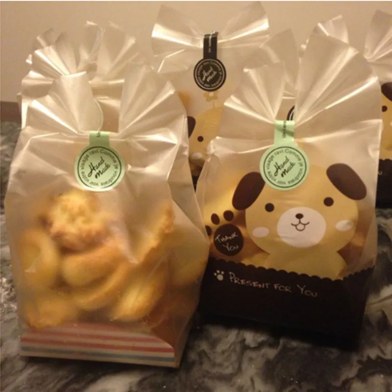 50pcs/pack Cookies Bag+Gusset Wedding Xmas Favor Sweet Party Bags Paper