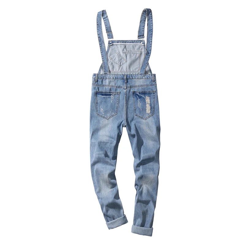 Sokotoo Для мужчин ботильоны длина светло-голубой цвет ripped denim crop комбинезоны Большие размеры потертой джинсы комбинезоны