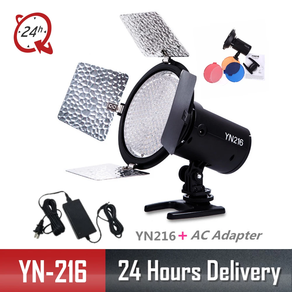 

2018 Yongnuo YN-216 YN216 LED Studio Video Light Photography and 4 color charts + AC adapter for Canon Nikon Sony Camcorder DSLR