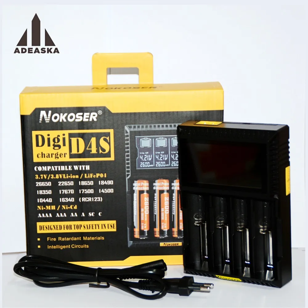 Nokoser D4S ЖК дисплей Зарядное устройство для 3.7 В 18650 26650 18500 цилиндрическая литий
