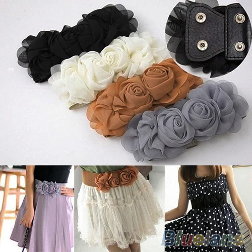 

Women's Fashion Flower Elastic Stretch Waist Belt Wide Stretch Waistbands 7F5A 9C2A