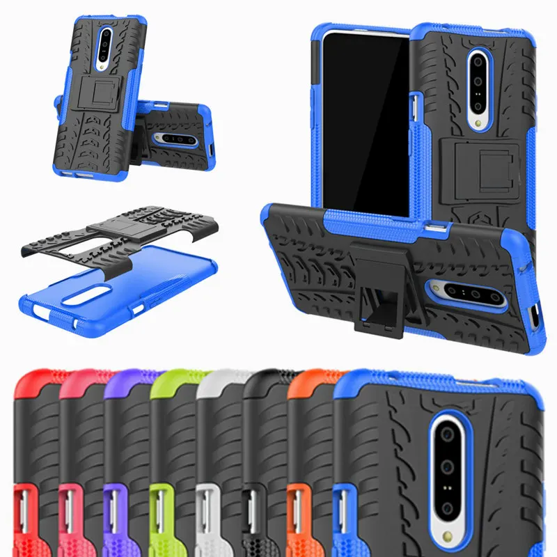 

For Oneplus 7 Pro case Dual Layer Armor Hybrid Hard Bumper Cover With Stand For One plus 5T 6 6T PC+TPU Protective Coque Fundas