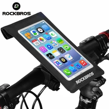 ROCKBROS 6.0″ Bicycle Phone Bag Touchscreen For Cycling Bike Handlebar Front Head Tube Waterproof Pannier Mobile Smartphone Bag