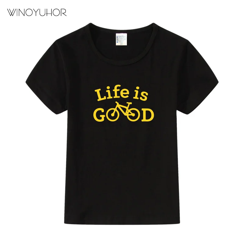 Футболка для маленьких мальчиков с забавным принтом Life Is Good летние детские