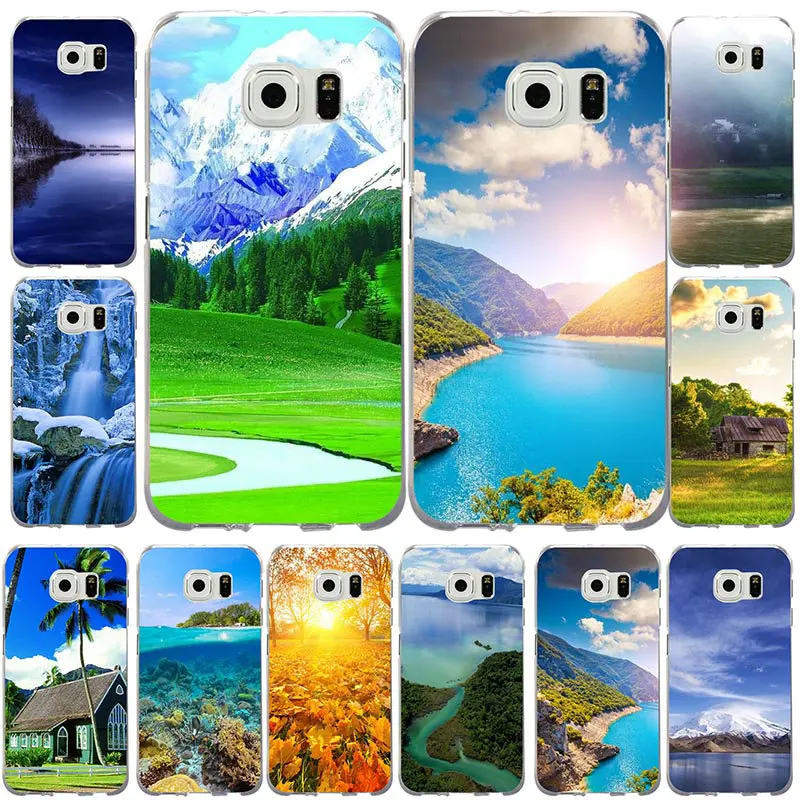 Для Samsung Galaxy S2 S3 S4 S5 mini S6 S7 edge S8 S9 Plus Мягкий ТПУ чехол для телефона горный лес