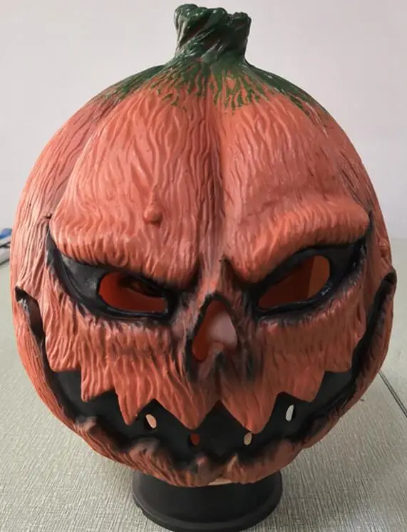 Хэллоуин тыква маска латексный Фильм Косплей Взрослый злой Вечерние Маски для Хэллоуина вечерние человек полный лицо шлем костюм ужасного призрака - Цвет: Pumpkin mask