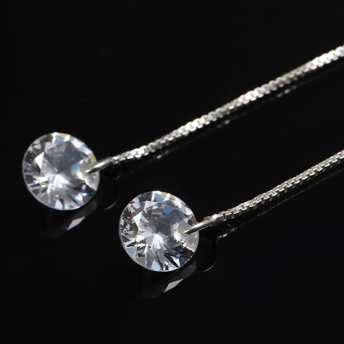 Shellhard Crystal Long Drop Earrings Charming Cubic Zirconia Hoop Chain Dangle Earrings Shellhard Women Piercing Body Jewelry