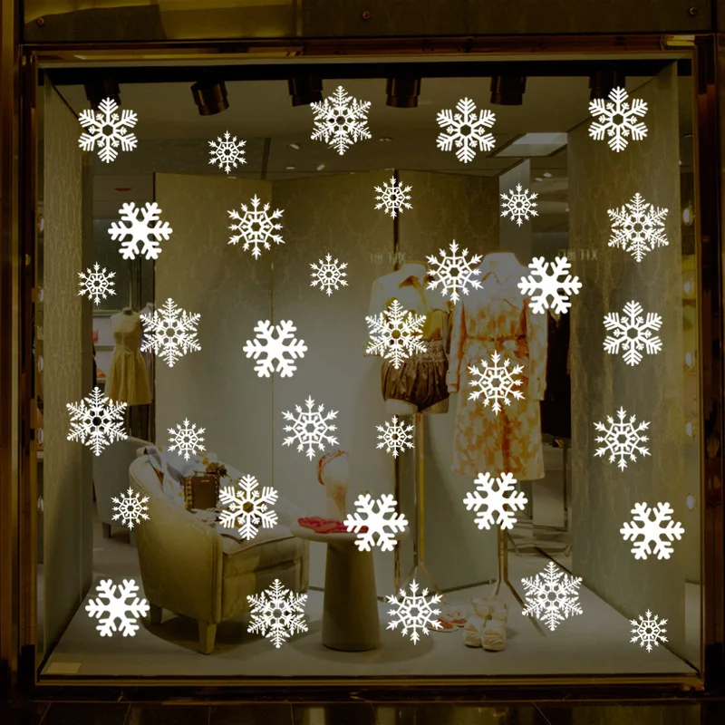 38 шт./лот, снежинка, Электростатическая наклейка, для окна, для детской комнаты, Рождественская Наклейка на стену, s, наклейки для дома, украшения, новогодние обои