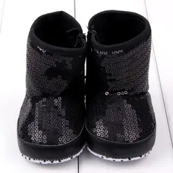 Осень-зима младенческой Сапоги и ботинки для девочек детские Обувь для девочек блесток Высокие сапоги мягкая подошва Нескользящие малыша