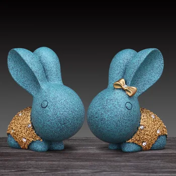 

1 Pair Statue Sculpture Home Decor Accessories Wedding Party Table Decoration Cute Rabbit Statues House Room Garden Decorations
