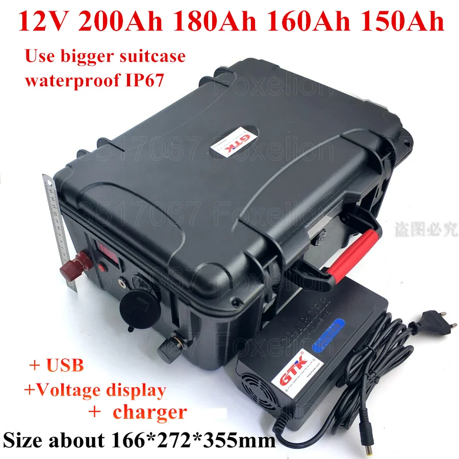 Ультра-большая емкость 12V 200AH 160Ah 150AH 180Ah литий Батарея для лодочный мотор от солнца