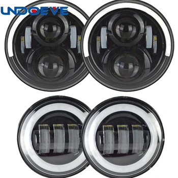 

60W for Jeep Wrangler JK LJ 7inch LED Headlights/ White DRL/Amber Turn Signal + 4 inch LED Fog Lights White DRL