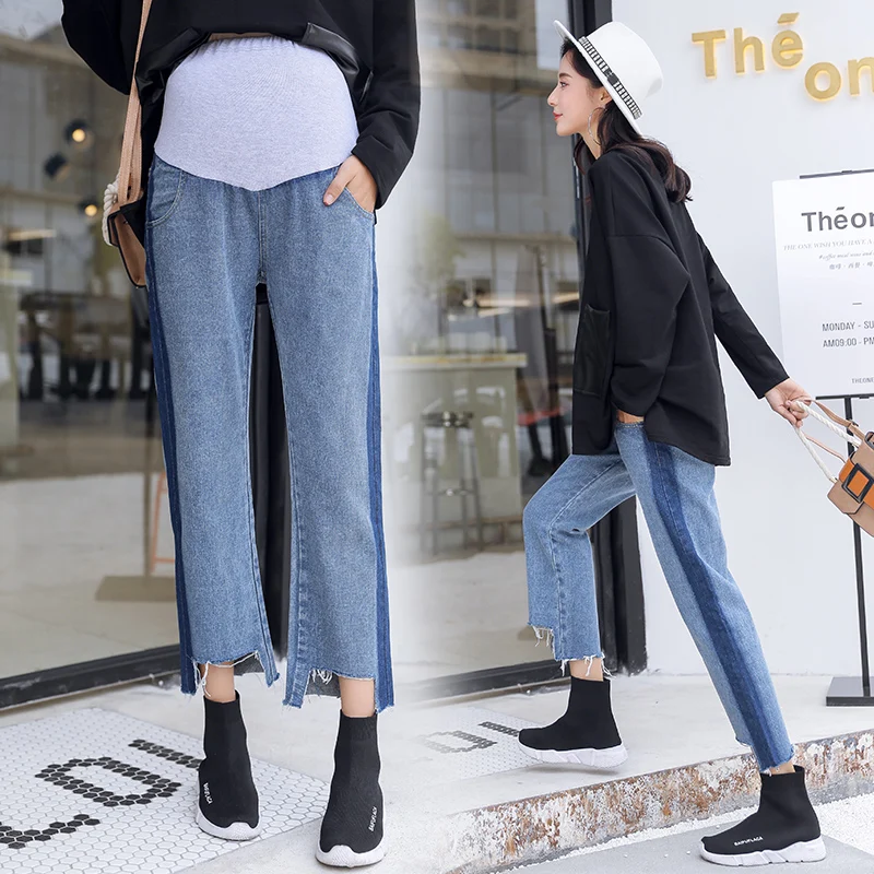 

Autumn Cotton Maternity Pants Elasticity Jeans Pregnancy Clothes For Pregnant Women Maternity Clothing Belly Trousers