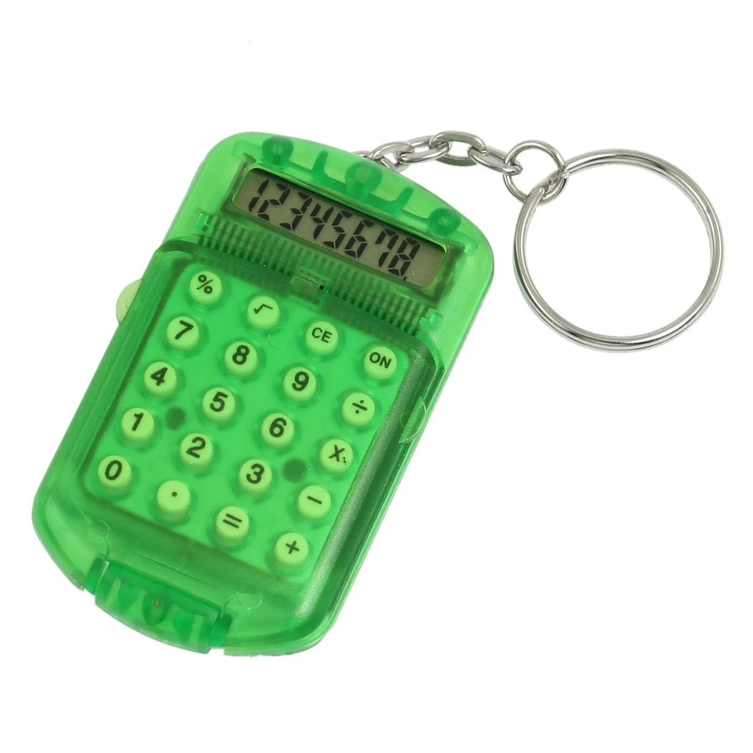 BSBL 8 Digits LCD Display Electronic Calculator Clear Green w Keyring