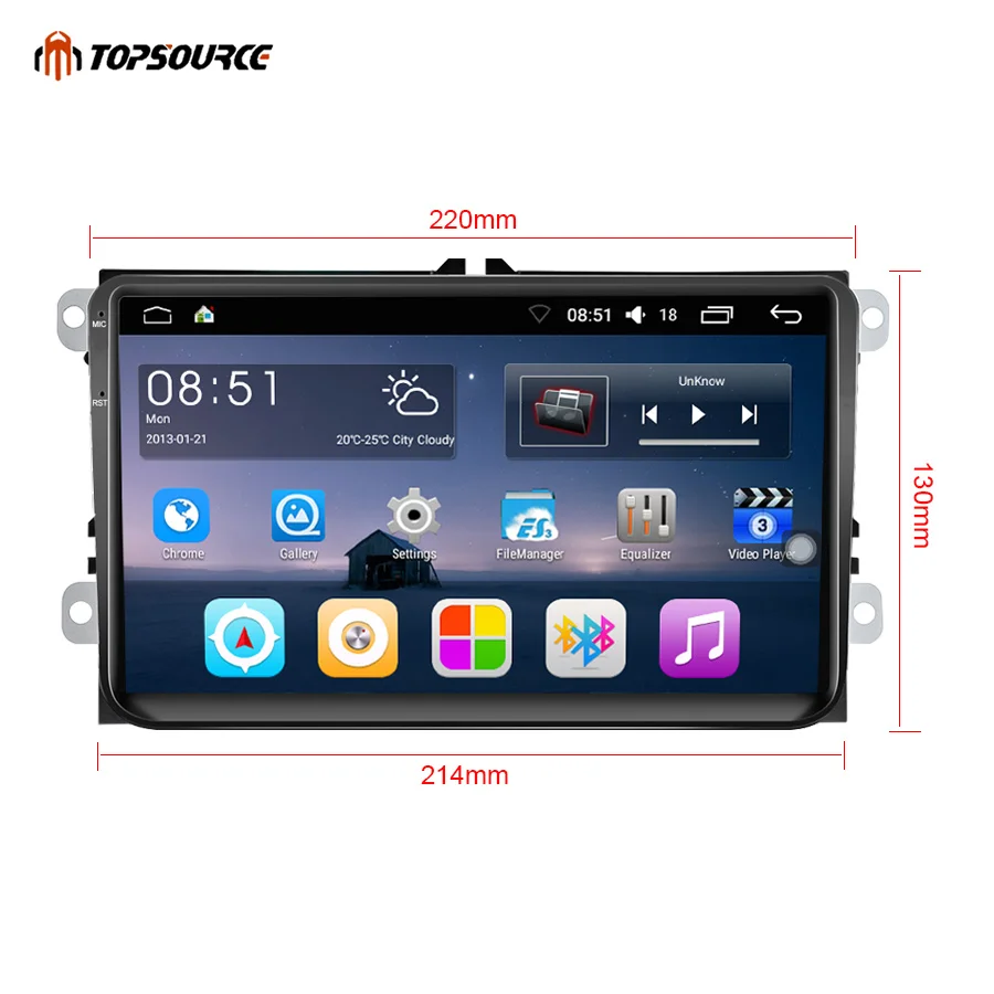 TOPSOURCE Car Radio GPS Double 2 Din Android 9 Inch Wifi BT FM Mirror Link Touch Screen 800 X 480 Car Multimedia Player For VW TOPSOURCE Car Radio GPS Double 2 Din Android 9 Inch Wifi BT FM Mirror Link Touch Screen 800 X 480 Car Multimedia Player For VW