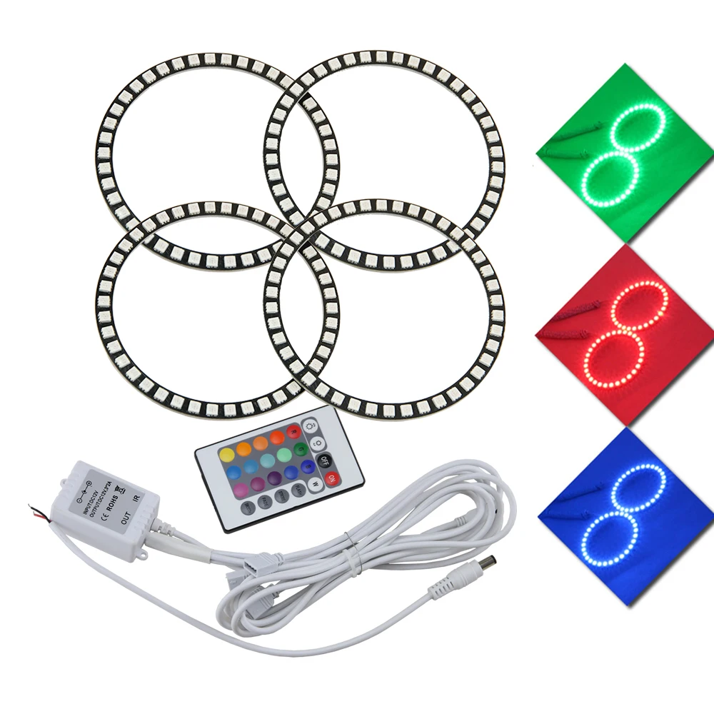1 комплект RGB Led ангельские глазки для BMW E30 E32 E34 3 5 7 серия фар с 4 шт 120 мм Halo кольцами