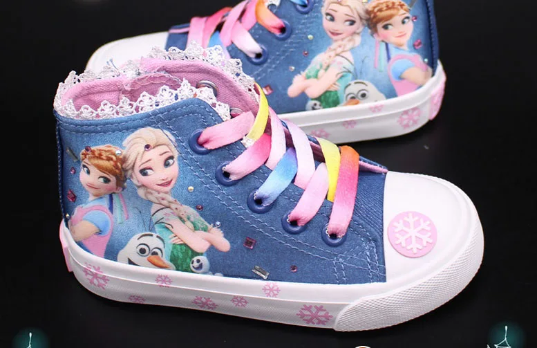 Детские кроссовки для мальчиков с изображением Анны и Эльзы; теннисная обувь для девочек; модная цветная обувь для девочек; Детские кроссовки с героями мультфильмов; модная обувь для детей - Цвет: Небесно-голубой