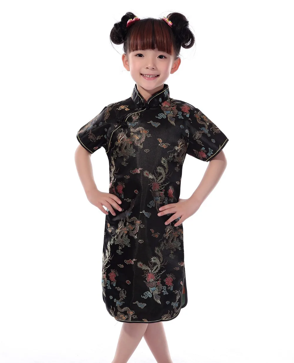 Shanghai Story Baby Girls Chinese Style QiPao Dress Brand Dragon & Phoenix Cheongsam For Girls Kids Performance Costume