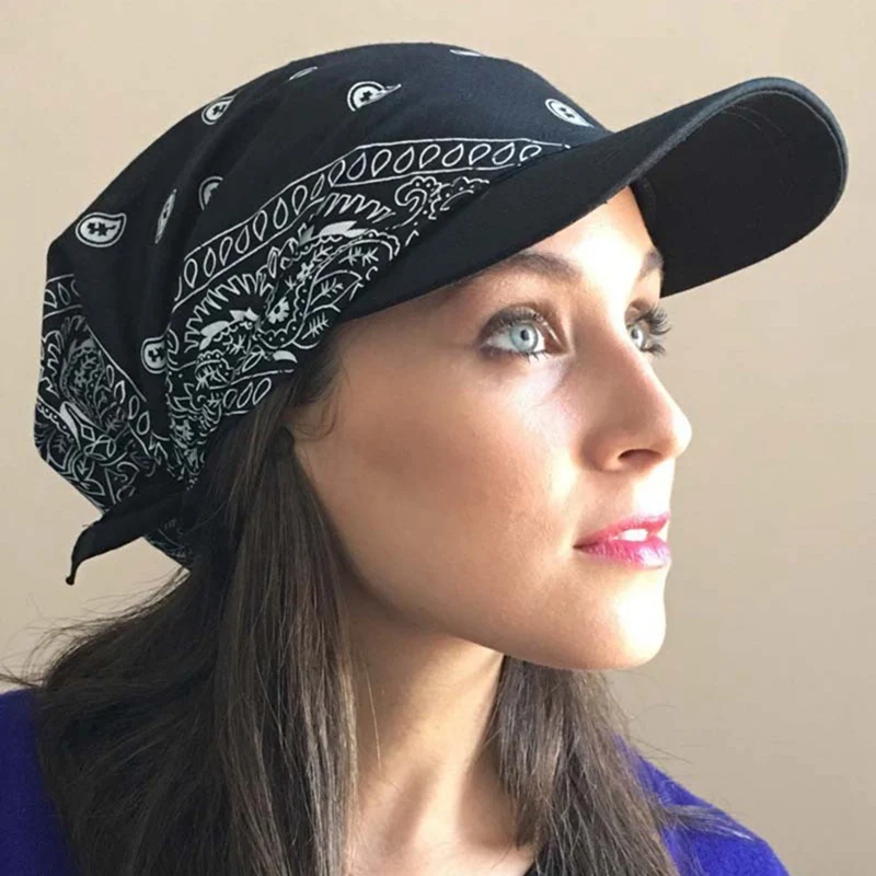

Female Summer Sun Hat Indian Muslim Vintage Floral Printed Cotton Towel Cap Edge Cap Baseball Cap Wrap Sports Headscarf Headwear